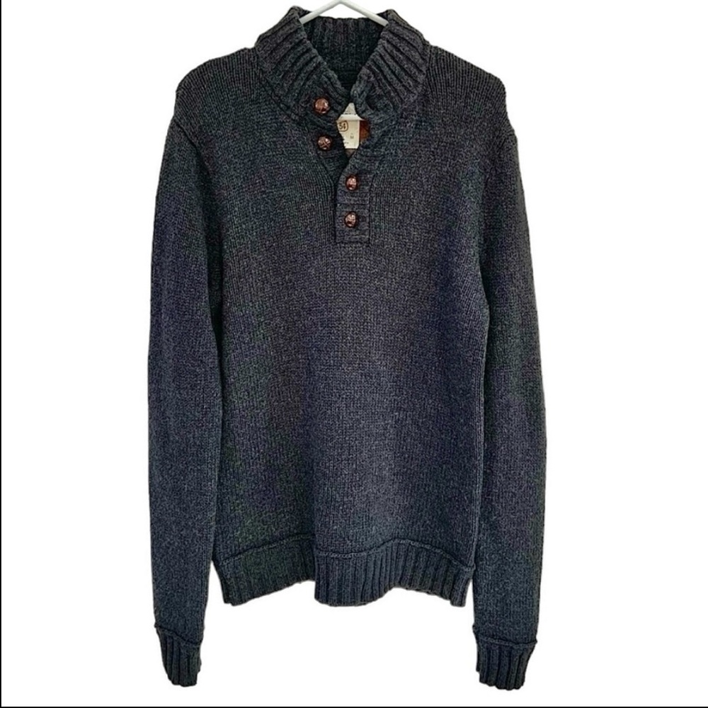 Fossil Charcoal Grey Button Sweater Size M - image 1